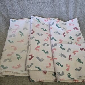 Standard Textile Hospital Foot Print Baby Receiving Blanket 100% Cotton Set Of 3